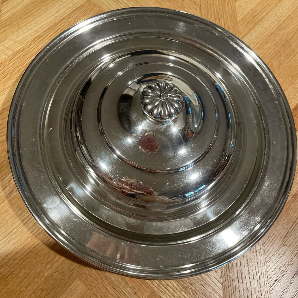 Vintage Silver Plated Covered Serving Dish with Glasbake Glass Insert
